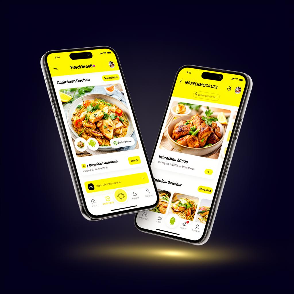 Mobile app mockups for iOS and Android