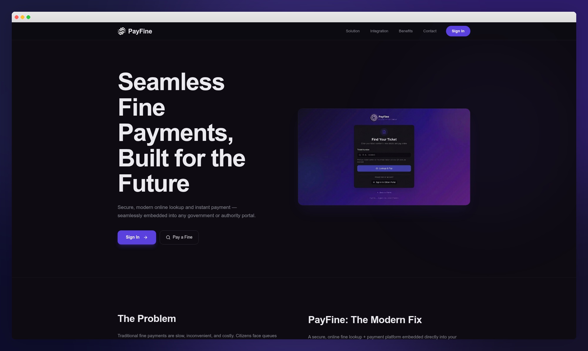 PayFine platform preview