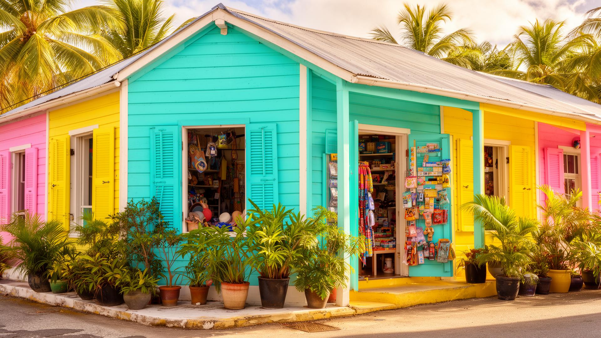 Colorful Caribbean small business storefront in Barbados